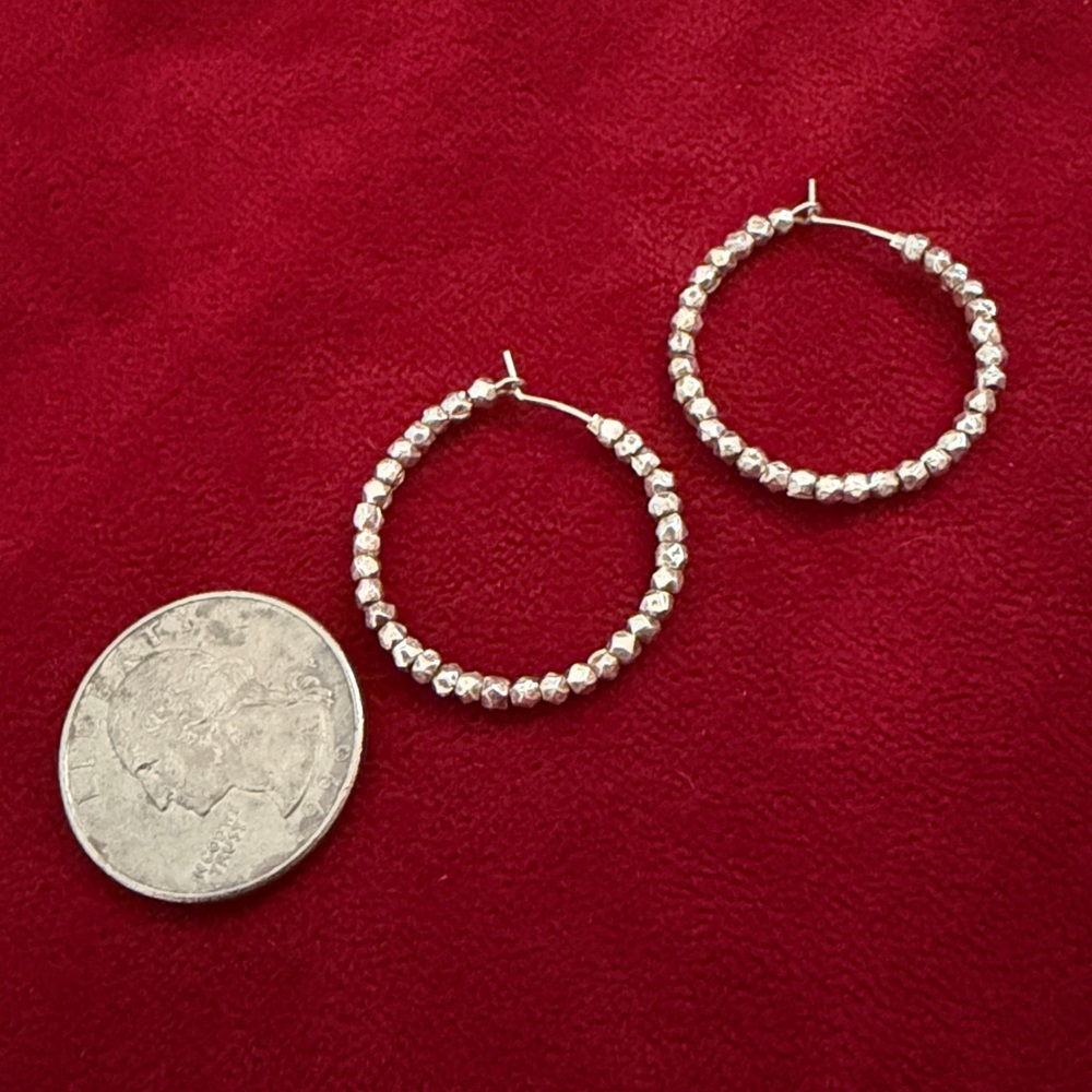 Sundance Sterling Silver Beaded Hoop Earrings - Picture 3 of 3